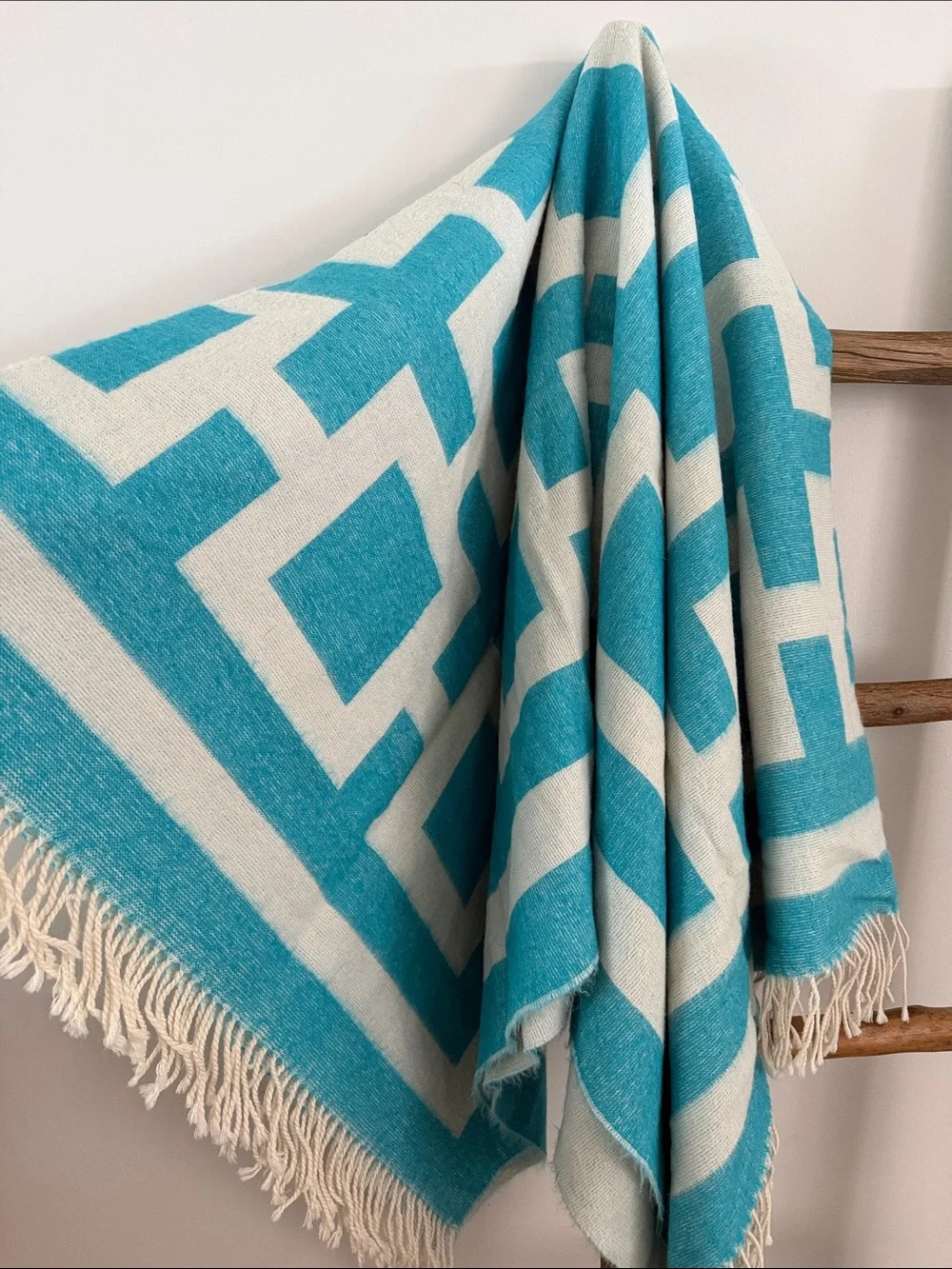 Jonathan Adler Nixon Baby Alpaca Throw Blanket Turquoise Made In Peru